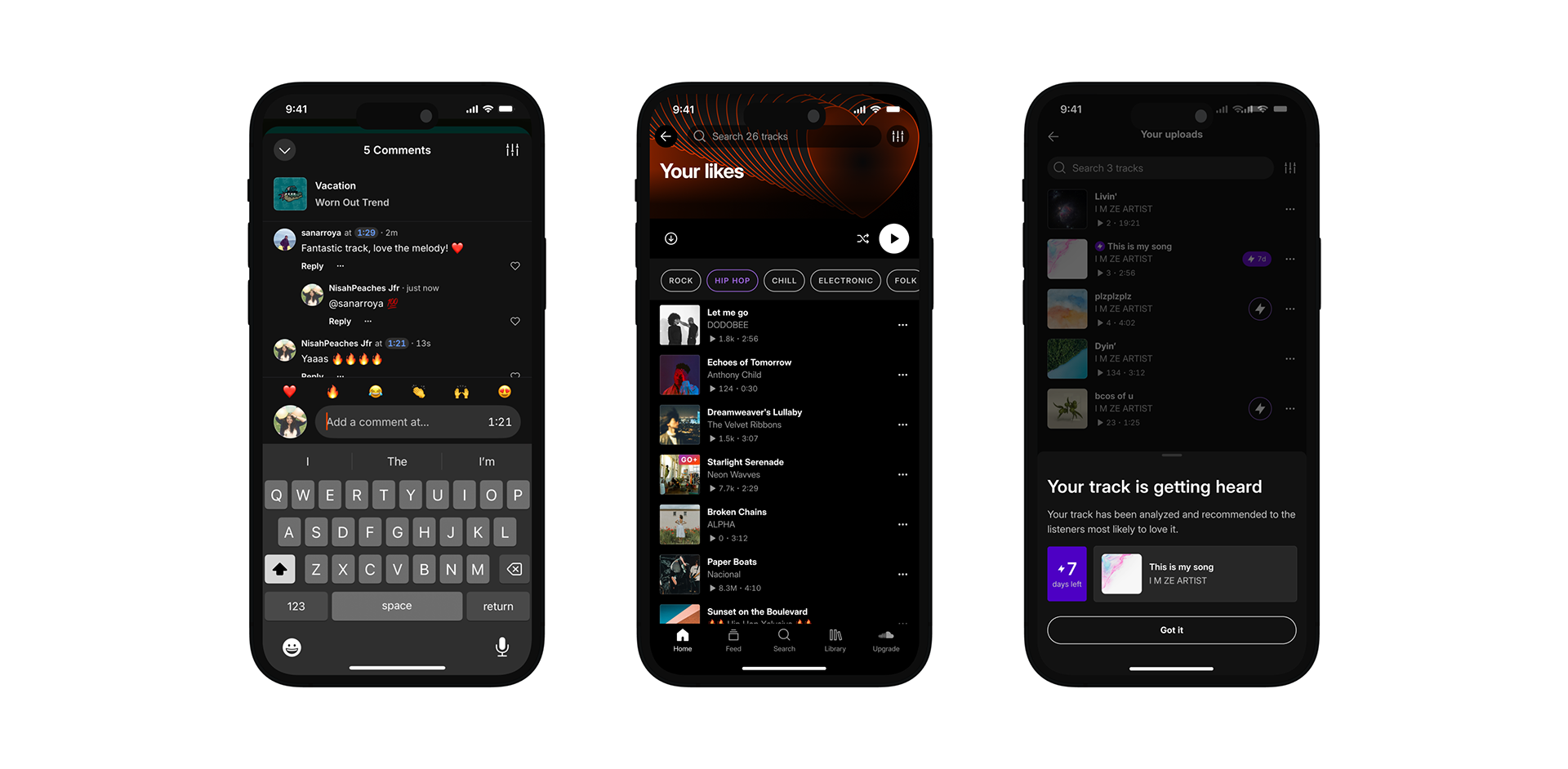 GetHeard mobile module mockups